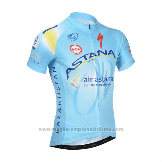2014 Abbigliamento Ciclismo Astana Azzurro Manica Corta e Salopette